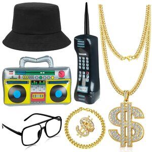 Hip Hop Rapper Costume Outfit kit Theme Party Halloween 80's 90's